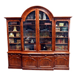 Victorian Breakfront Bookcase Gillows Library a Blain Liverpool, 1880 For Sale