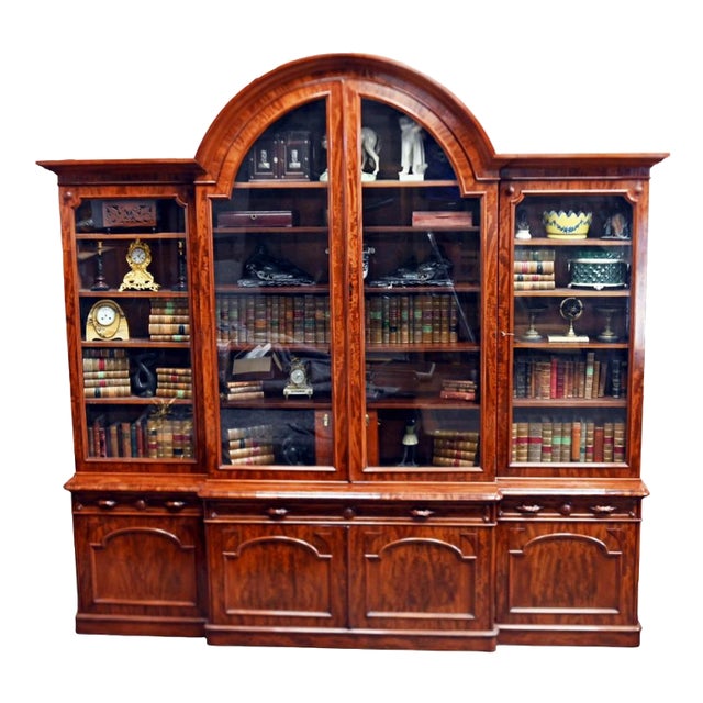 Victorian Breakfront Bookcase Gillows Library a Blain Liverpool, 1880 For Sale