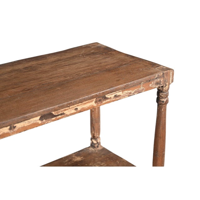 Vintage Indian Teakwood Shelf or Small Bookcase, a very charming one with turned supports and traces of its old brown...