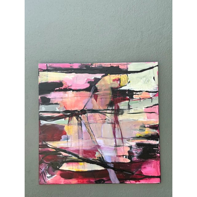 This vintage abstract expressionist oil painting on canvas captures the raw energy and gestural spontaneity that defined...