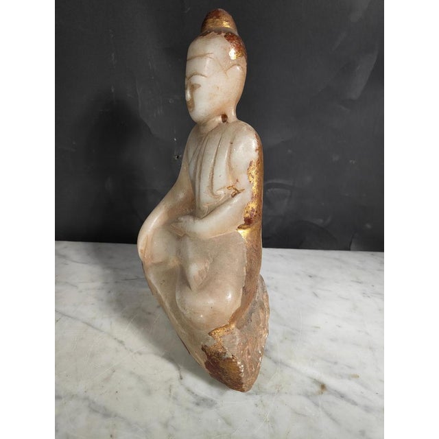 Cream Asian Alabaster Buddha, 1880s For Sale - Image 8 of 14