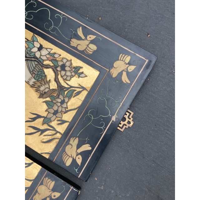 Vintage Chinese 4-Panel Coromandel Lacquer Wall Hangings For Sale - Image 10 of 10
