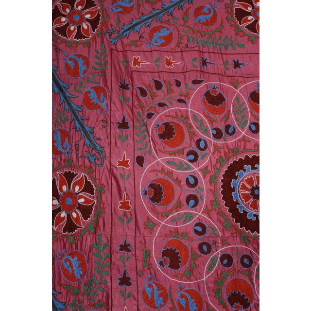 Textile Silk Suzani Wall Decor - Uzbek Textile Art 8' X 9'9'' For Sale - Image 7 of 11