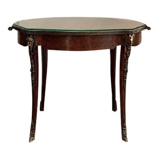 Italian Parquetry Inlaid Tray Table With Painted Figural Panel and Removable Glass Top Late 19th/Early 20th C. For Sale