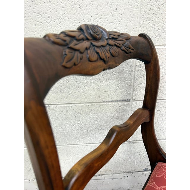 This is an absolutely gorgeous pair of vintage mahogany rose-back Regency (Duncan Phyfe) style ladder-back dining or...