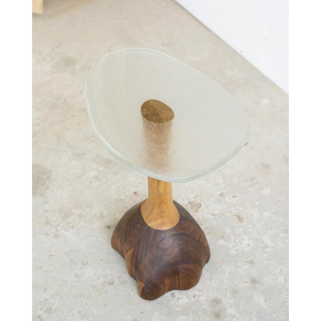 Fused Crystal Glass and Walnut Side Table by Alexander Knysch For Sale - Image 6 of 8