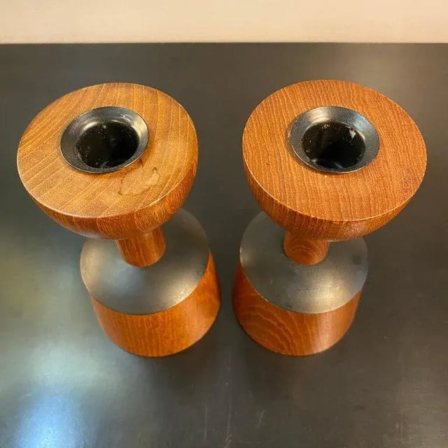 Brown 1960s Scandinavian Modern Rosewood Candleholders by Laurids Lonborg - Set of 2 For Sale - Image 8 of 9