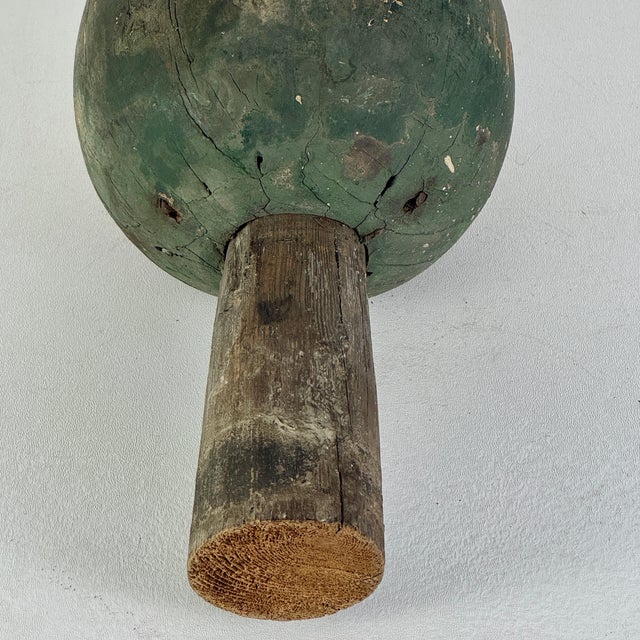 Green Vintage Wood Green Painted Finial-Like Objet D'Art, Home Accent For Sale - Image 8 of 8