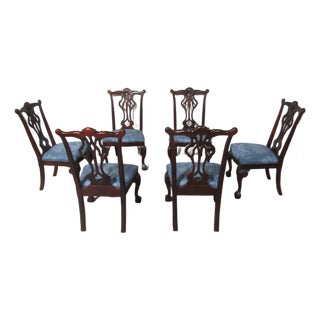 1980s Set Chippendale Mahogany Thomasville Dining Room Chairs For Sale
