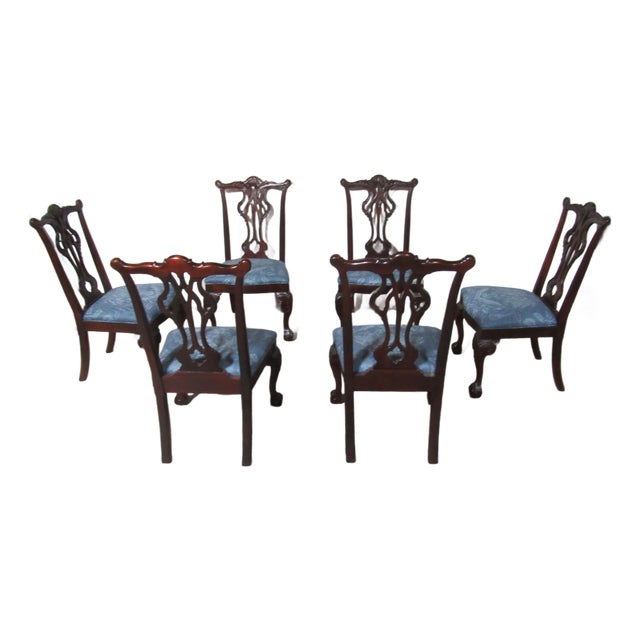 1980s Set Chippendale Mahogany Thomasville Dining Room Chairs For Sale