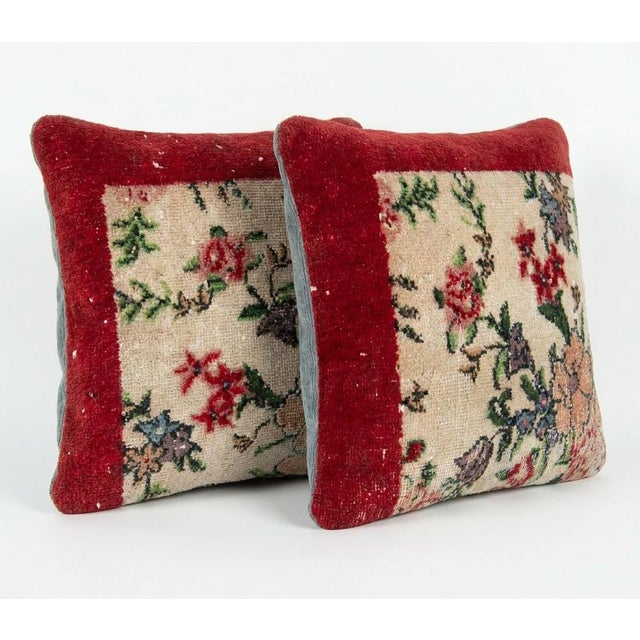 Mid-Century Modern Turkish Rug Pillow Cover 20'' X 20'' - Set of Two For Sale - Image 3 of 4