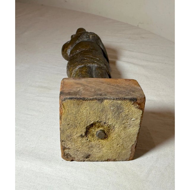 Antique Folk Art Native American Indian Lady Bronze Wood Statue Sculpture Figure For Sale - Image 12 of 12