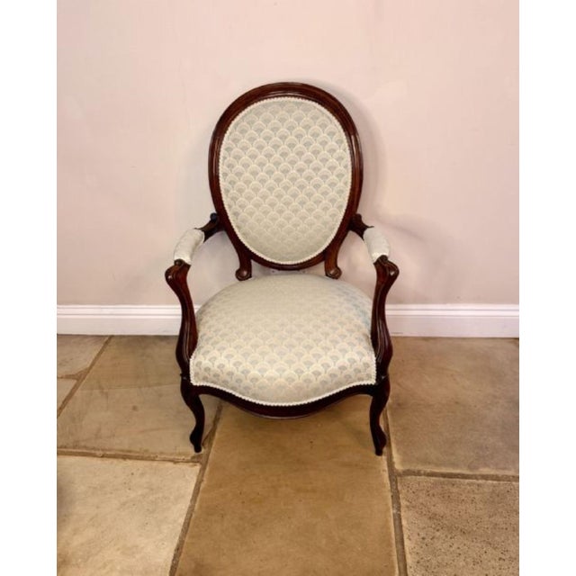 Antique Victorian Walnut Armchairs, Set of 2 For Sale - Image 5 of 7