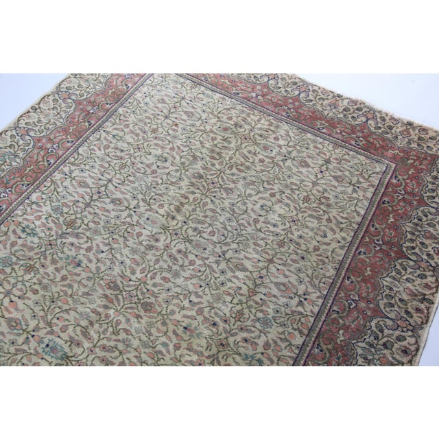 Vintage Kayseri Hand-Knotted Wool on Cotton Rug With Traditional Floral Motifs -4' 9'' X 6' 9'' For Sale In Tampa - Image 6 of 13