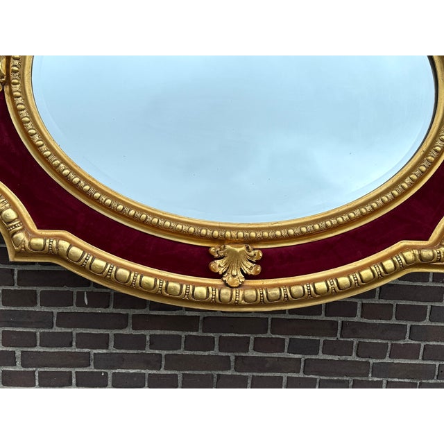 1970 French Louis XVI Gold Velvet Wood Wall Mirror For Sale - Image 10 of 13