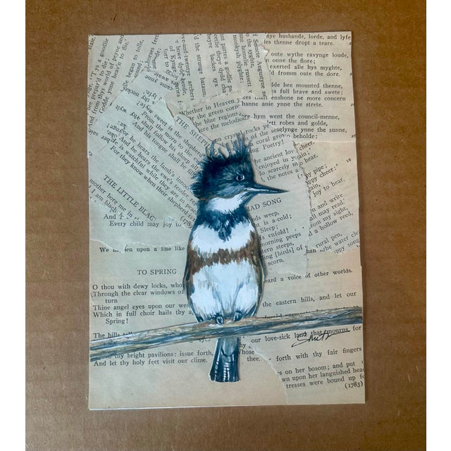 A kingfisher symbolizes peace, prosperity, love and abundance. Here is a charming mixed-media artwork featuring a hand-...