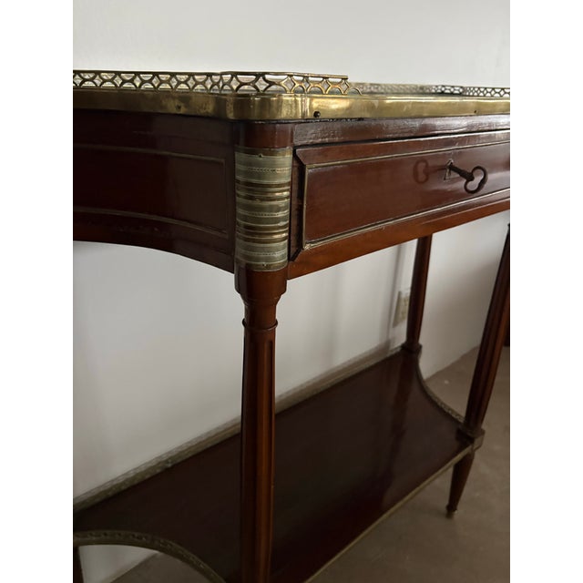 19th Century French Louis XVI Style Mahogany and Marble Console Table For Sale - Image 10 of 12