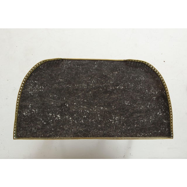 Pair of Ebonized French Marble-Top Petite Commodes With Brass Gallery For Sale - Image 11 of 13