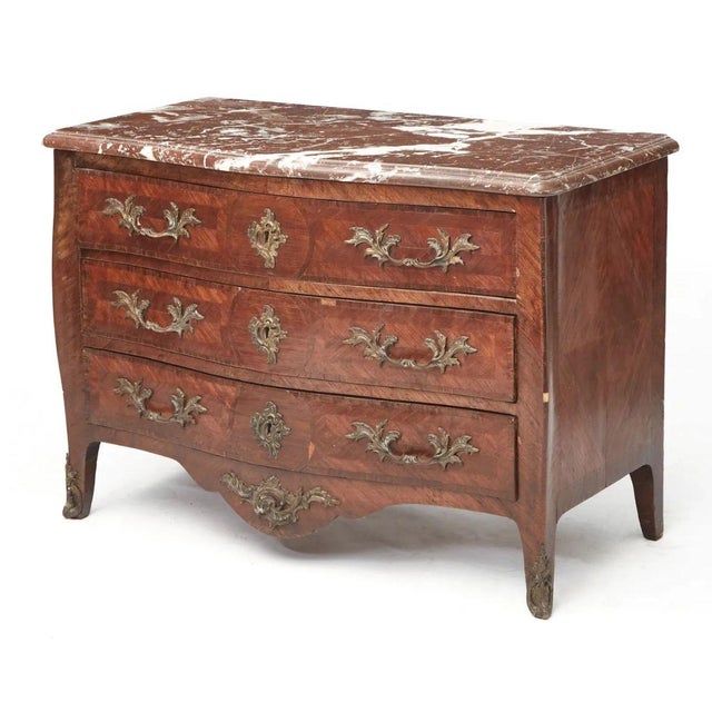 French Marble Top Louis XV Style Kingwood Commode For Sale - Image 3 of 4