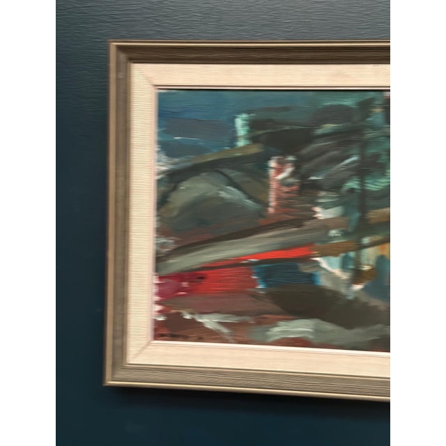 Original Swedish Oil on Canvas – “Abstract Landscape” by Olle Zetterqvist – Signed & Dated 1960 – Vintage & Framed – 48 ×...
