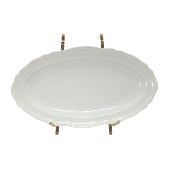 Limoges, France Mid-Century Limoges France White Porcelain Scalloped Oval Platters, Set of 2 For Sale - Image 4 of 8