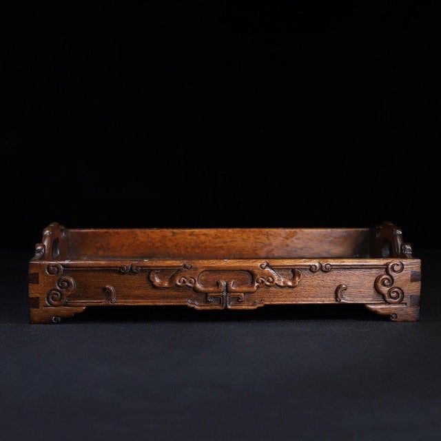 Huali Rosewood Tea Tray Inlaid With Mother-of-Pearl For Sale - Image 4 of 10