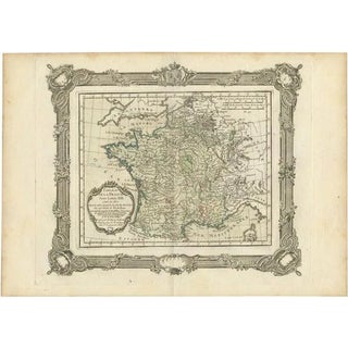 Antique Map of France Under the Reign of Louis XIII by Zannoni, 1765 For Sale