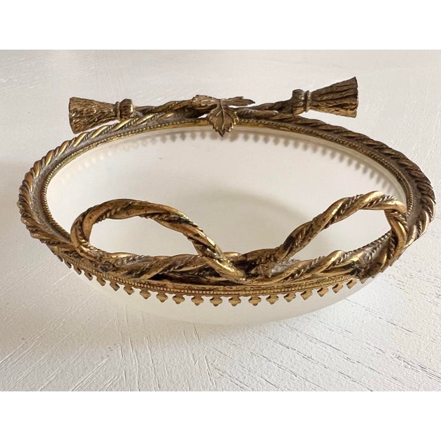 Antique French Ormolu & Opaline Catchall Bowl, Louis XVI Revival For Sale - Image 4 of 12