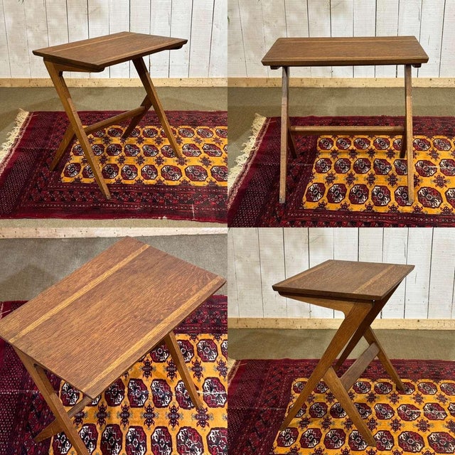 Oak side table from the 1970s - W=60cm, D=40.5cm, H=60cm.