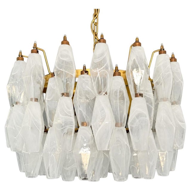Alabaster White Murano Glass Pendant Light with Polyhedrons from Justfurnituress SRL For Sale - Image 10 of 10