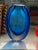 Vintage Mid Century Blue Art Glass Vase For Sale - Image 4 of 7