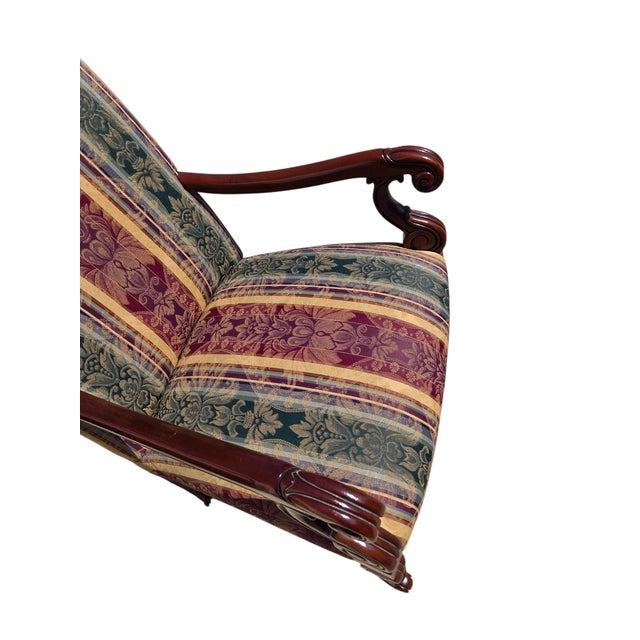 1990s Hickory Chair Co. Armchair Gainsborough Regency Bergere Lounge Louis XV Mahogany For Sale - Image 9 of 15