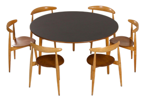 Heart Dining Set by Hans Wegner for Fritz Hansen, 1950s, Set of 7