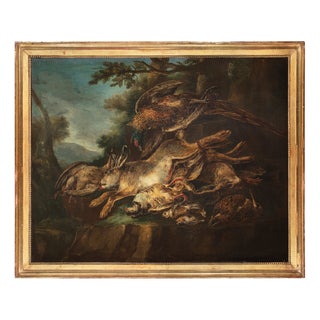 Giovanni Crivelli, Still Life with Game in a Rural Landscape, 1800s, Oil on Canvas, Framed For Sale