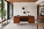Mid-century modern walnut executive desk inspired by the iconic designs of Florence Knoll and manufactured in the United...