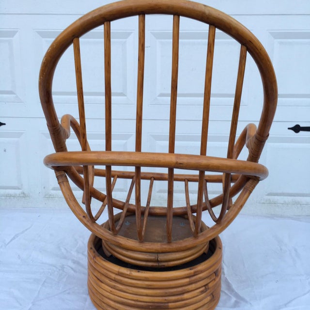 Vintage Bamboo Cocoon Swivel Chair Chairish