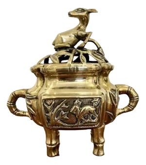 Chinese Brass Lidded Incense Burner, 1880s