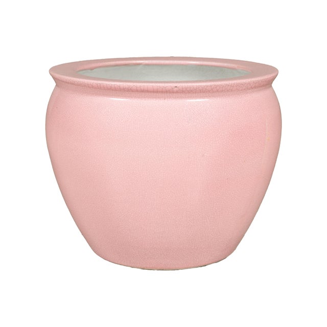Vintage Chinese Pink Crackle Glazed Ceramic Planter, Medium Size For Sale In New York - Image 6 of 14