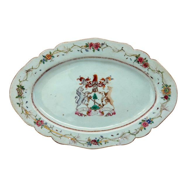Chinese Export Macgregor of MarcGregor Armorial Porcelain Platter C. 1760 For Sale