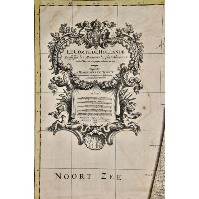 This large hand-colored map entitled "Le Comte De Hollande Dressee sur les Memoires les plus Nouveaux" was originally...