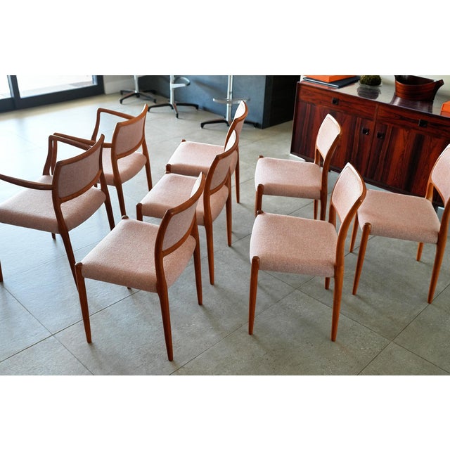 1960s Niels Otto Møller Model #65 & #80 Teak Dining Chairs Set of 8 MCM For Sale - Image 10 of 13