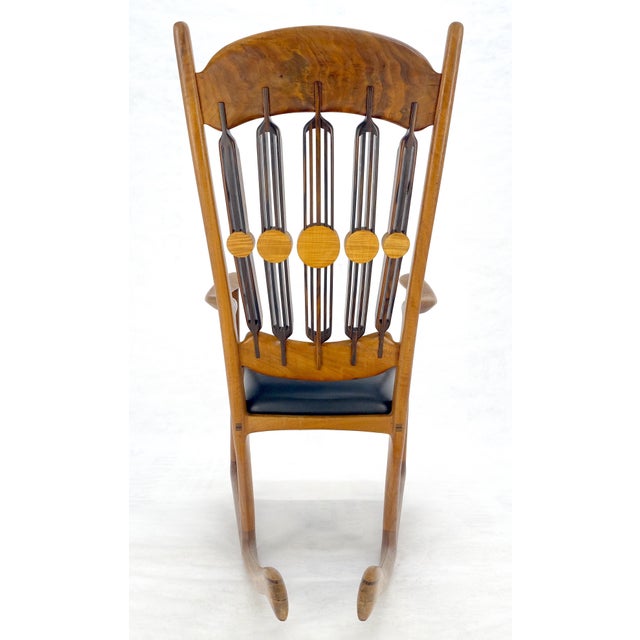 Artist Signed Studio Made Solid Oiled Walnut Arm Rocking Chair MINT For Sale - Image 9 of 18