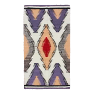 Vintage Navajo Style Rug in Purple, Gray, Ivory, Black, Peach, Lavender, and Red