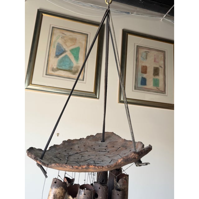 Vintage Organic Studio Pottery Wind Chime For Sale - Image 4 of 12