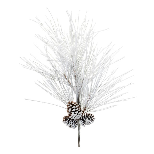 Flocked Long Neddle Pine Spray (Set of 2) For Sale