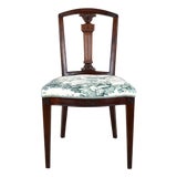 Late 19th Century Mahogany Edwardian Side Chair in Brunschwig & Fils Steeplechase Upholstery For Sale