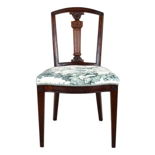 Mahogany Regency Desk/Side Chair in Brunschwig & Fils Steeplechase Upholstery For Sale