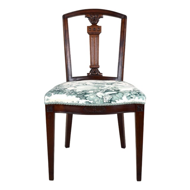 Mahogany Regency Desk/Side Chair in Brunschwig & Fils Steeplechase Upholstery For Sale