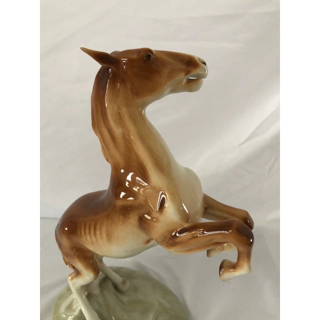 Brown Royal Dux Porcelain Rearing Horse 1940’s For Sale - Image 8 of 11