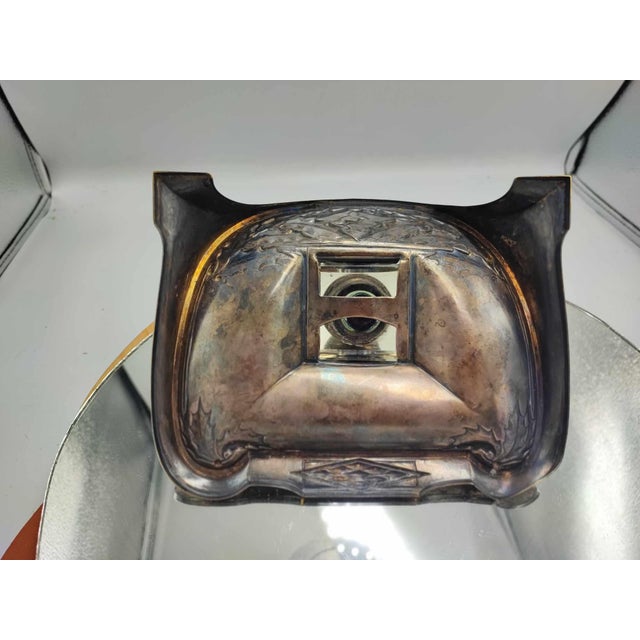 Art Nouveau Brass Silver-Plated Inkwell Set, Set of 3 For Sale - Image 3 of 8